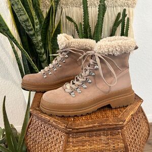 Splendid Yvonne Suede and Sherpa Lace Up Hiking Boot Women’s 7.5 like new